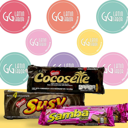 Pack de 12 galletas venezolanas surtidas GG Latin Sabor – wafers para snack, lonchera y compartir – USA