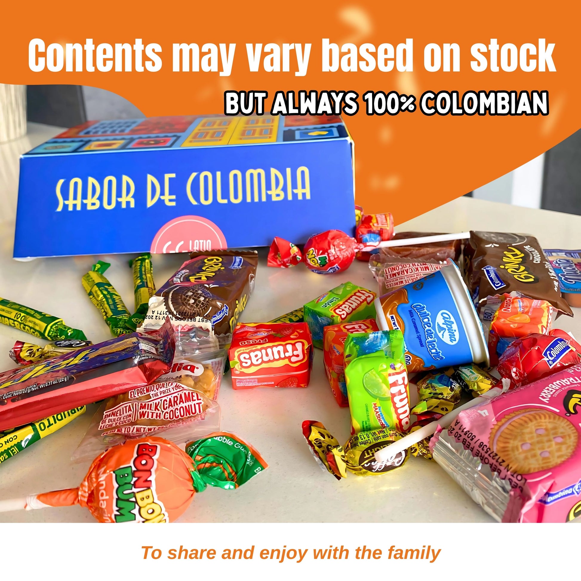 Caja de dulces colombianos Latin Sabor para oficina, lunch y estudiantes – 40 unidades – USA