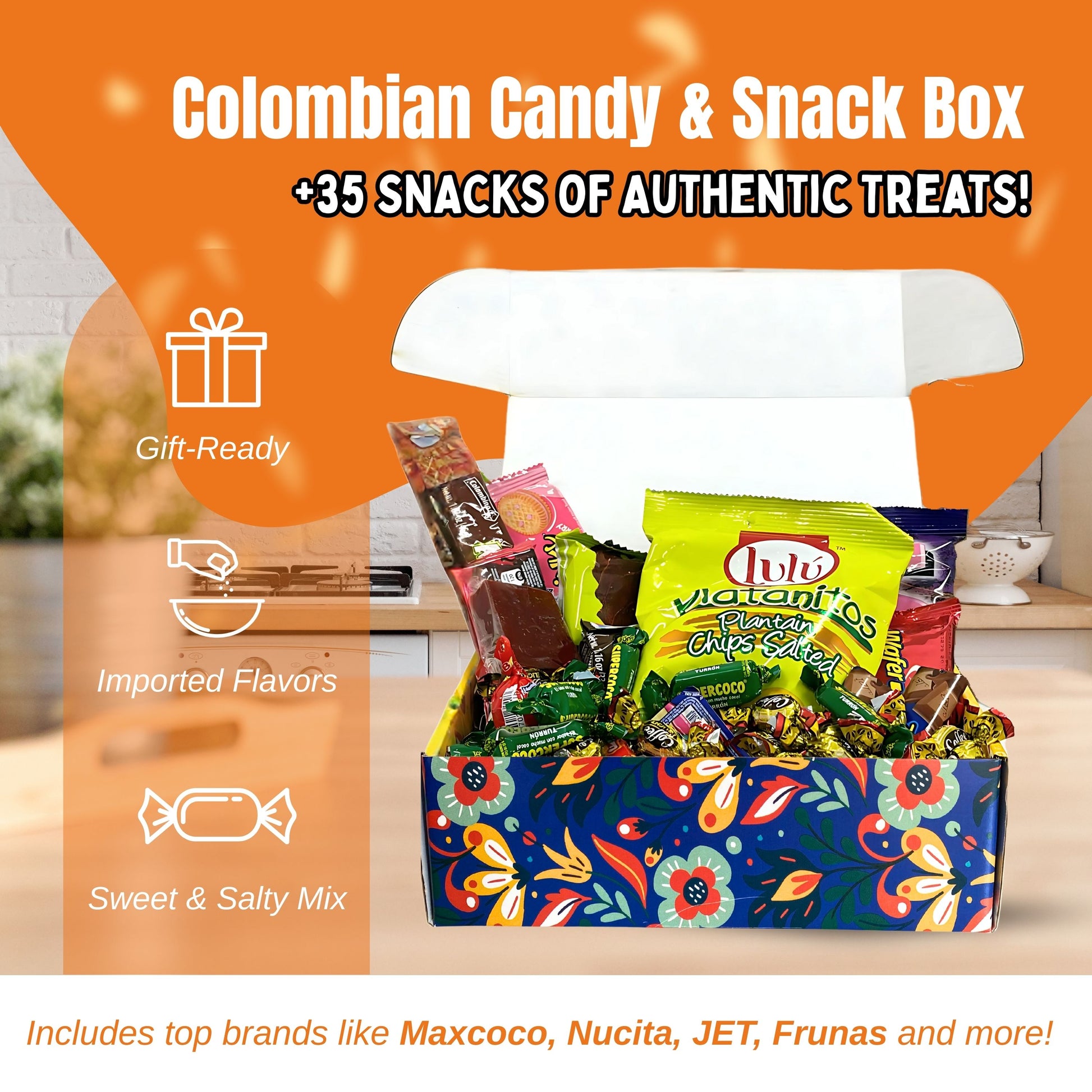 Regalo colombiano en USA: caja Latin Sabor de dulces surtidos 40 unidades