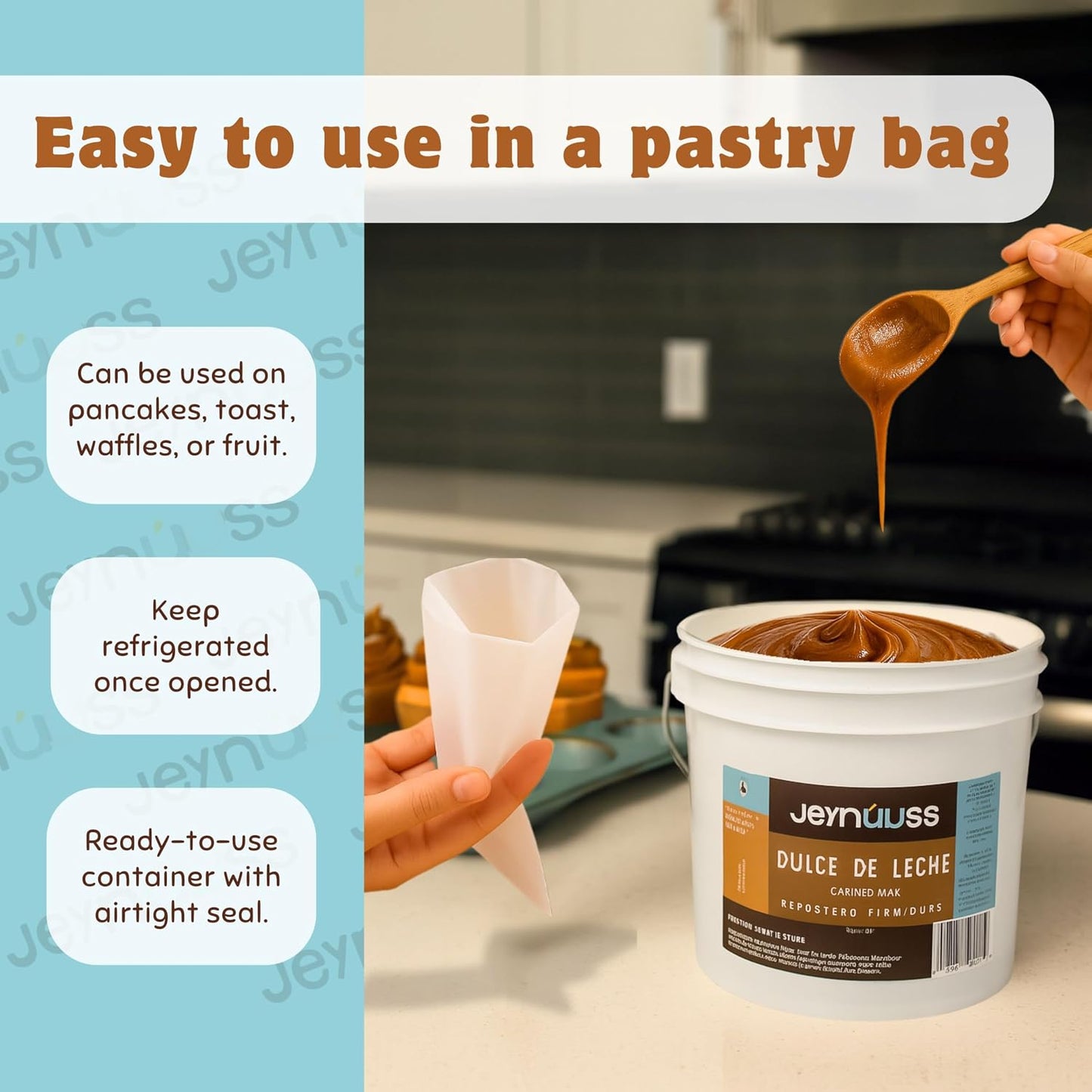 Dulce de Leche Repostero Jeynuuss 11 lb (Dulce de Leche Pastry Filling) | Cuerpo firme, ideal para hornear y decorar