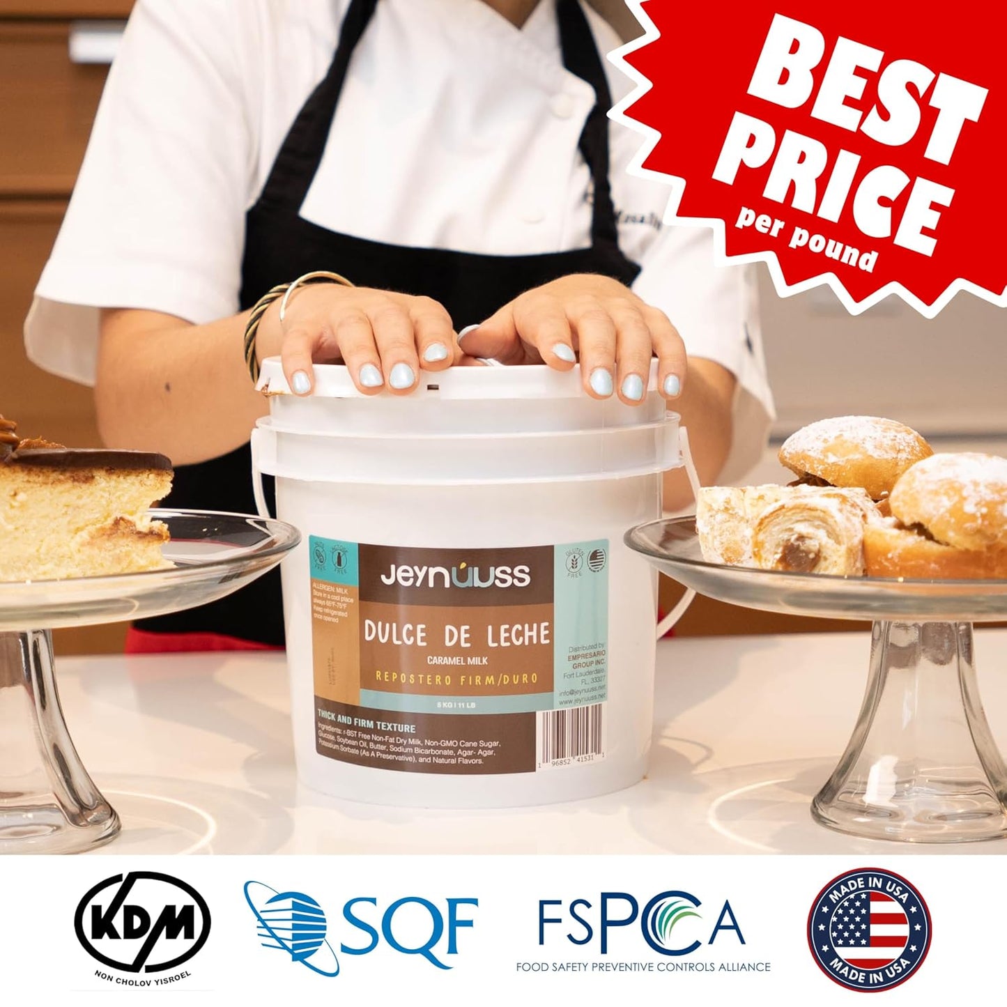 Dulce de Leche Repostero Jeynuuss 11 lb (Dulce de Leche Pastry Filling) | Cuerpo firme, ideal para hornear y decorar