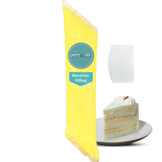 Bolsa de Jeynuuss Bavarian cream filling de 2 lb con icing spreader; relleno listo para usar para rellenar y decorar cakes, pastries y postres en USA.